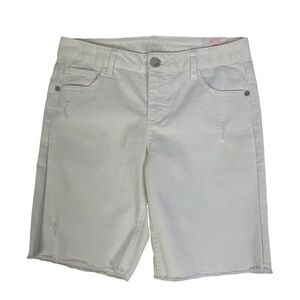 NWT JUSTICE Girl’s Bermuda White Shorts Sz 12 Plus Ripped/Torn Frayed Hem